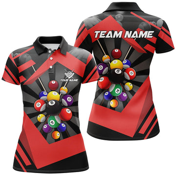 Personalised Red Polo & Quarter-Zip Shirts for Women - 8 Ball Pool T1716