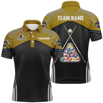 Men's Custom Yellow 3D Billiard Polo Shirt V1028