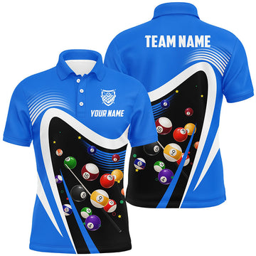 Personalised Blue Billiard Polo Shirts for Men V1048