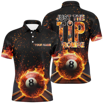 Men's 3D Polo Shirt - Flame Pool 8 Ball Design V0482