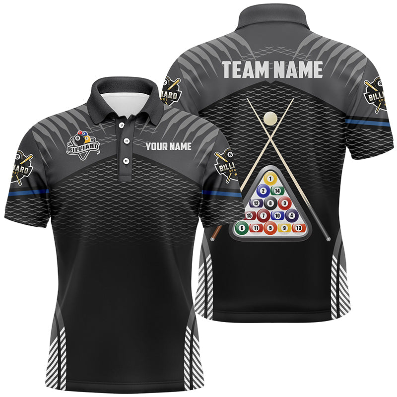 Custom Black 3D Billiards Polo Shirt for Men V0316