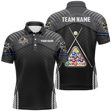 Custom Black 3D Billiards Polo Shirt for Men V0316