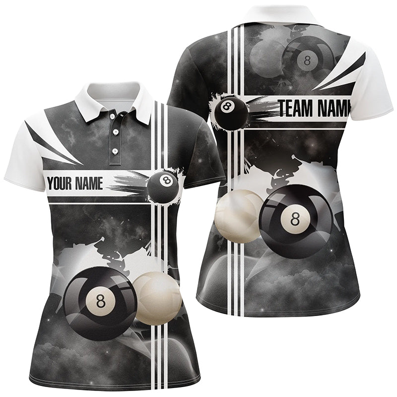 Women's 3D Black & White Pool Polo Shirt V0559