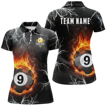 Custom Fire Flame Billiards Polo Shirt for Women V0110