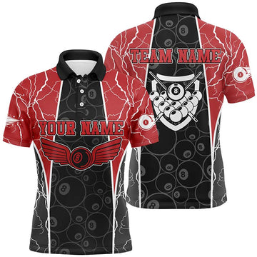 Custom Red 3D Billiards Polo Shirt for Men V0398