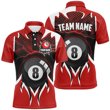 Men's Custom Red 3D Billiards Polo Shirt V0423