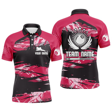 Men's Custom Pink 3D Billiard Polo Shirt V0031