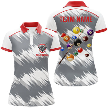 Women's Custom 3D Polo Shirt - Red Grey Billiard Balls V1016