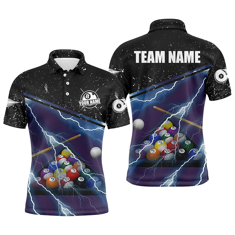 Personalised Purple & Black Billiards 3D Polo Shirt for Men V0465