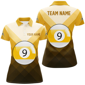 Women's Yellow 9 Ball Pool Polo Shirt V0472