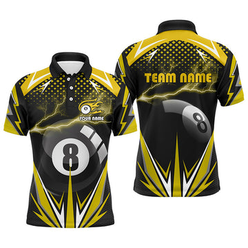 Men's Custom 3D Yellow Billiard Polo Shirt V0715