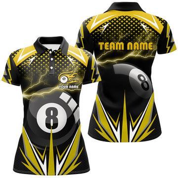 Custom Yellow Billiard 8 Ball Polo for Women V0715