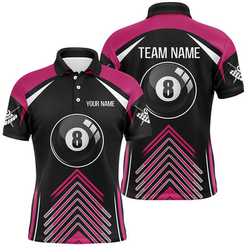 Custom Pink & Black Billiards Polo Shirt for Men V0286