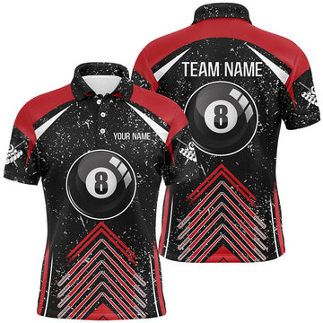 Custom Red & Black Billiard Polo Shirt for Men V0287