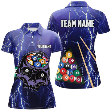 Custom 3D Skull Billiard Polo Shirt for Women V0293