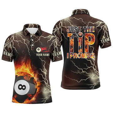 Personalised Fire Lightning 8-Ball Billiard 3D Polo Shirt for Men V0532