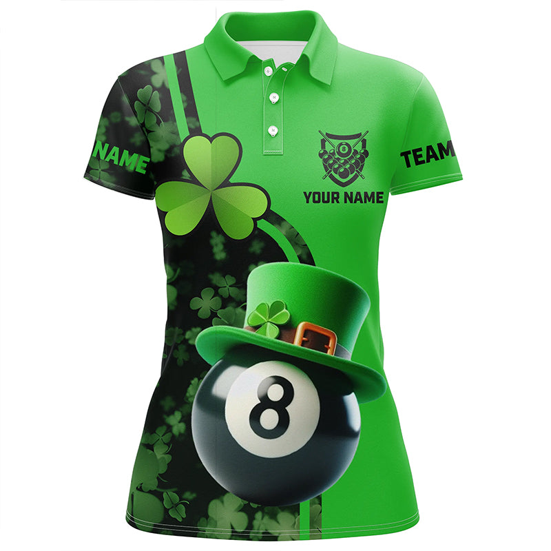 St Patrick's Day 3D Polo Shirt for Women - Shamrock Billiard V0993