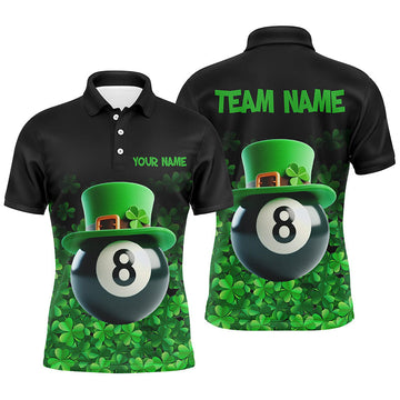 Men's St Patrick's Day 8-Ball Pool 3D Polo Shirt V0996