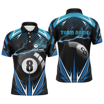 Men's Custom 3D Thunder Blue Billiard Polo Shirt V0317