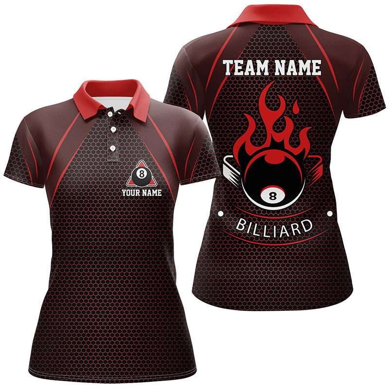 Custom Red 8 Ball Pool Polo Shirt for Women V0727