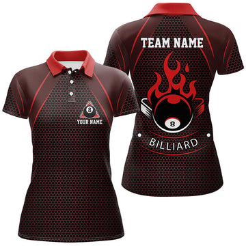 Custom Red 8 Ball Pool Polo Shirt for Women V0727