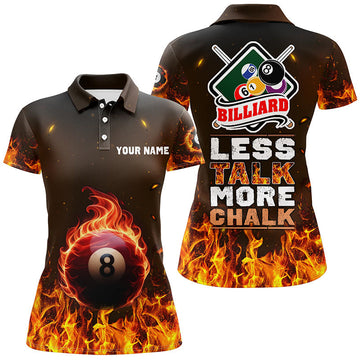 Women's Custom Fire 8 Ball Billiard Polo Shirt V0729