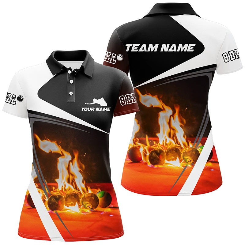 Custom 3D Flame Billiard Polo Shirt for Women V0570