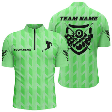 Men's Custom Green 8-Ball Billiards 3D Quarter-Zip Shirt V0744