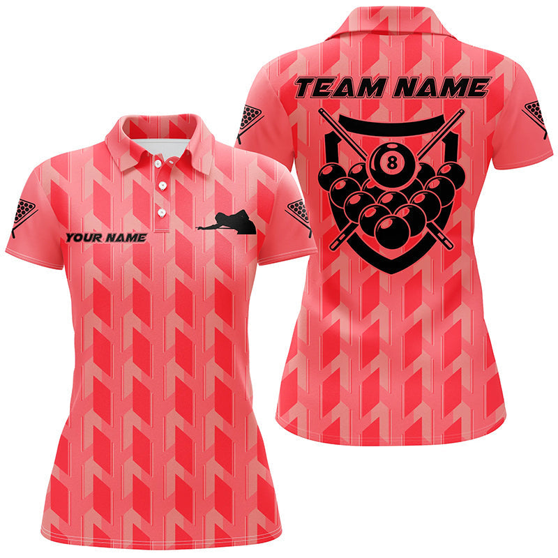 Custom Red 3D Billiards Polo Shirt for Women V0745