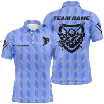 Personalised Blue 3D Billiards Polo Shirt for Men V0746