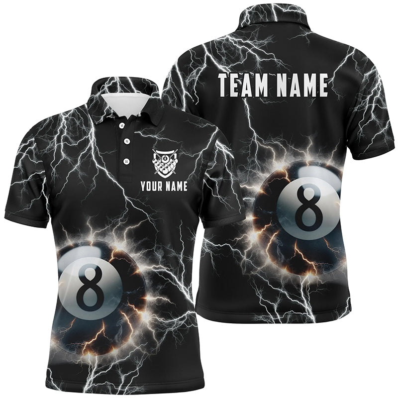 Custom 3D Thunder Lightning 8 Ball Pool Polo Shirt for Men V1012