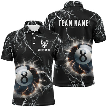 Custom 3D Thunder Lightning 8 Ball Pool Polo Shirt for Men V1012