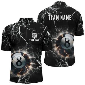 Personalised 8 Ball Billiard 3D Quarter-Zip Shirt for Men V1012