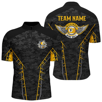 Men's Yellow Camo 9 Ball Pool Quarter-Zip Shirt V0778
