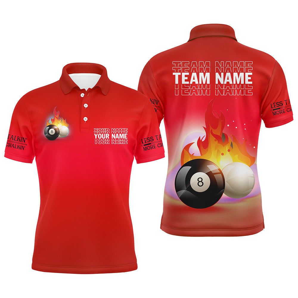 Custom 3D Red Polo Shirt for Men - Personalised Billiard 8 Ball Design V0698