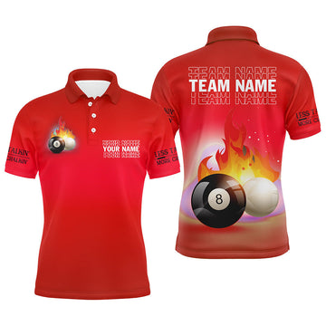 Custom 3D Red Polo Shirt for Men - Personalised Billiard 8 Ball Design V0698