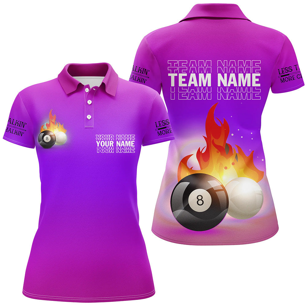 Personalised Purple 3D Pool Polo Shirt for Women V0700