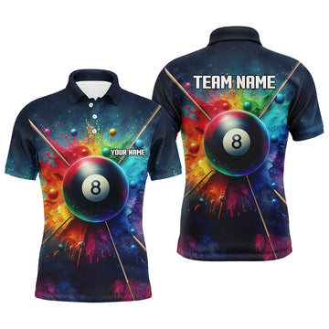Custom Colourful 3D 8-Ball Polo Shirt for Men V0992
