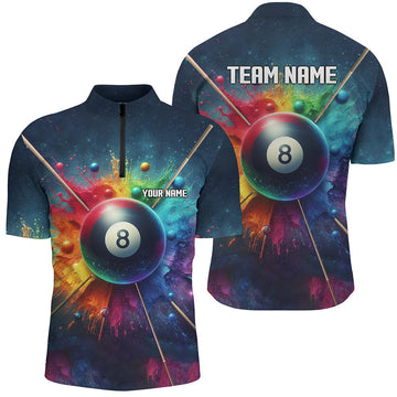 Men's 3D Quarter-Zip 8 Ball Billiard Shirt V0992