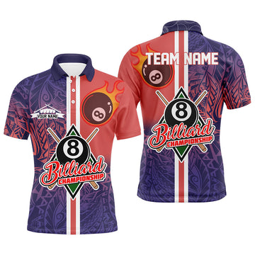Custom Red/Blue Tribal 3D Polo Shirt for Men - Billiards V0402