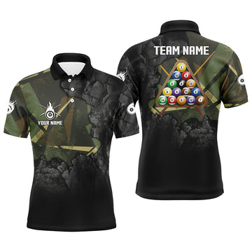 Men's Custom 3D Pool Polo Shirt - Fire 8 Ball Design V0776