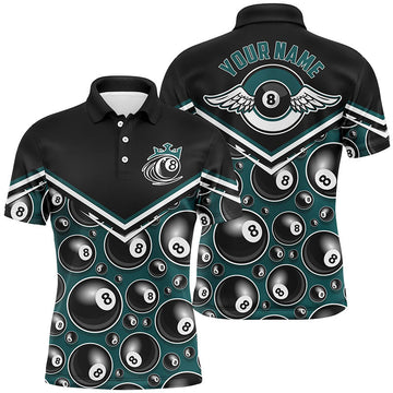 Men's Custom 3D Billiard Polo Shirt with 8 Ball Design V0035