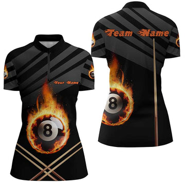 Custom 8 Ball Billiard 3D Quarter-Zip Shirt for Women V1015