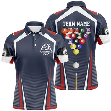 Men's Polo Shirt - 8 Ball Billiards - Red/Blue V0044