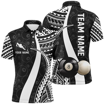 Men's Custom 3D Billiards Polo Shirt - 8 Ball Pattern V0449