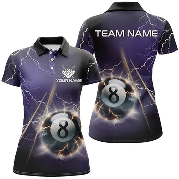 Personalised Purple 3D Billiards Polo Shirt for Women V1029