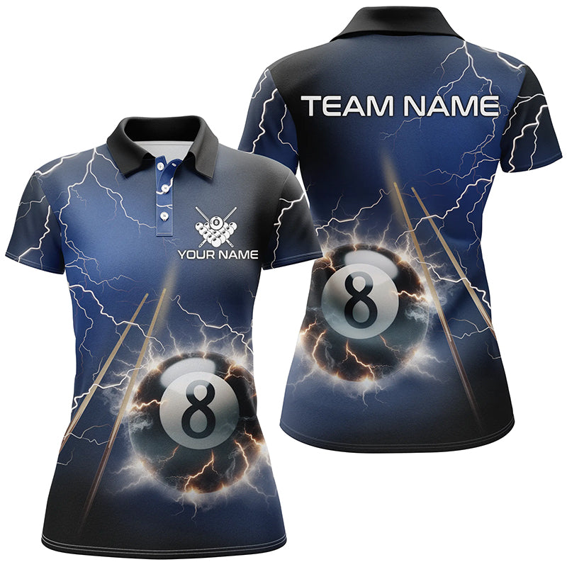 Custom Blue 3D Billiard Polo Shirt for Women V1030