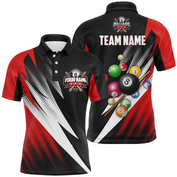 Billiard 8 Ball 3D Polo Shirt for Men - Personalised Pool Jersey V0060