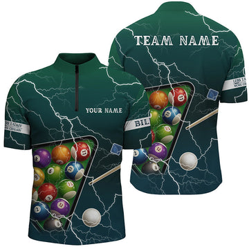 Men's Green Lightning Billiard Quarter-Zip Shirt V0684
