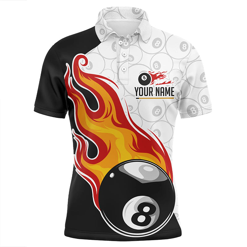 Custom 8 Ball Flame Polo Shirt for Men V0070